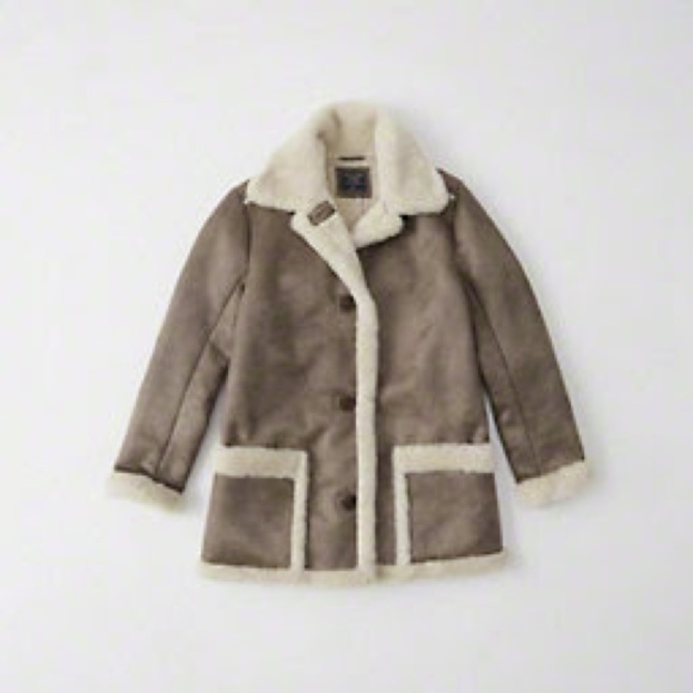 A&F Faux Sherling Coat: Taupe